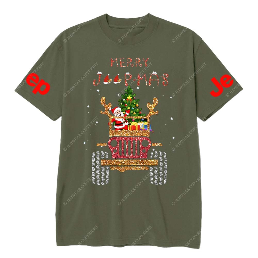 Santa Claus Drives A Jp Filled With Gifts And Christmas Trees To Spread Joy Jp T-Shirt