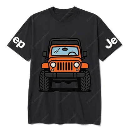 Vibrant Cartoon Orange Jp Pattern Gray Short - sleeved Jp T-Shirt