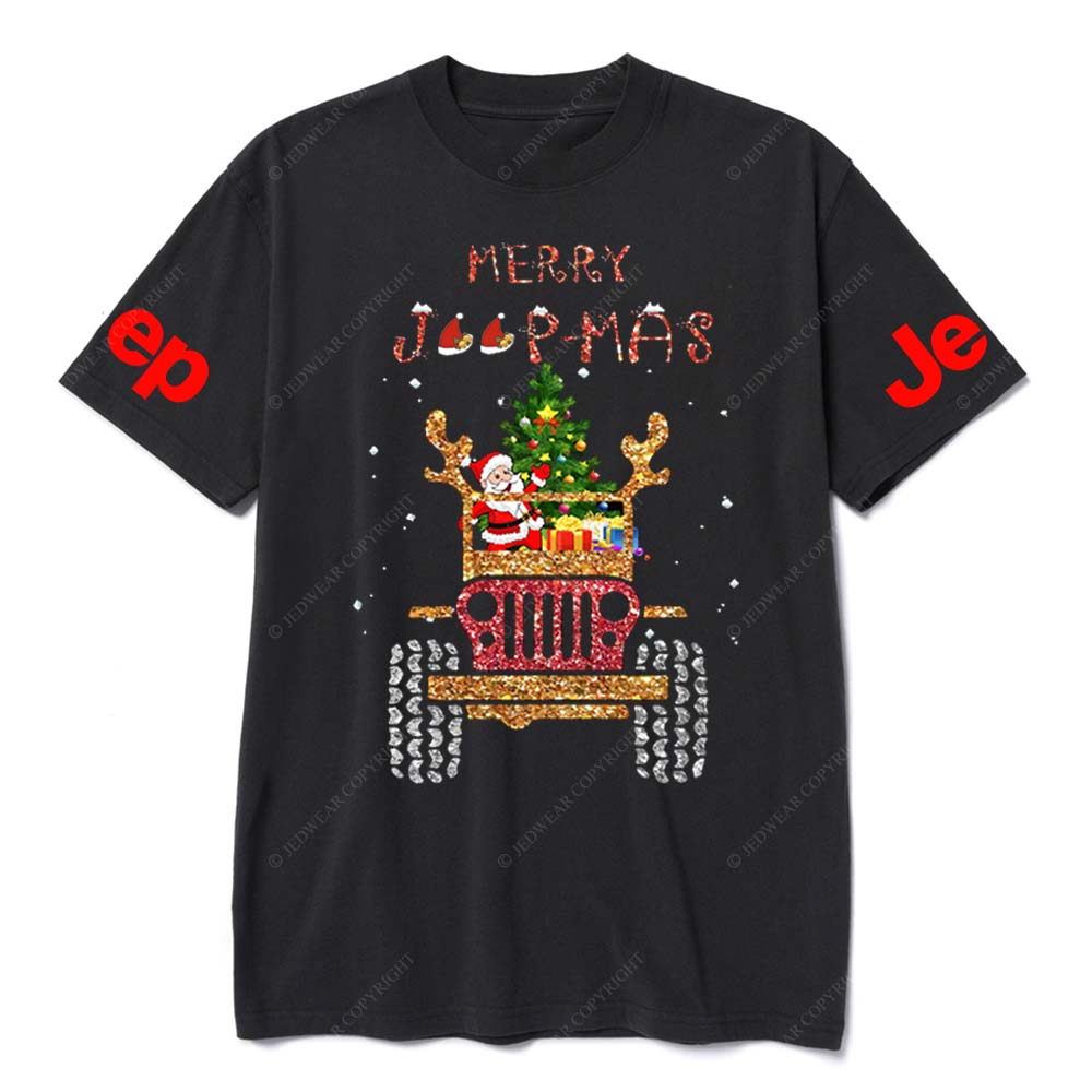Santa Claus Drives A Jp Filled With Gifts And Christmas Trees To Spread Joy Jp T-Shirt