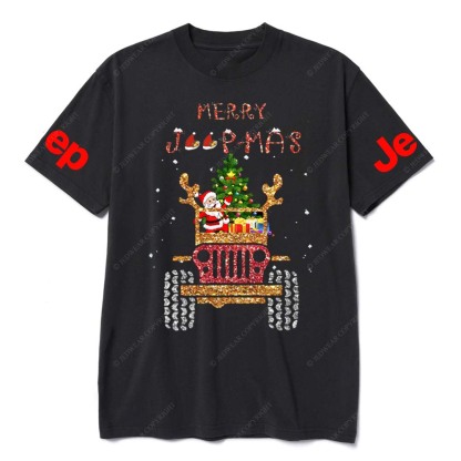 Santa Claus Drives A Jp Filled With Gifts And Christmas Trees To Spread Joy Jp T-Shirt