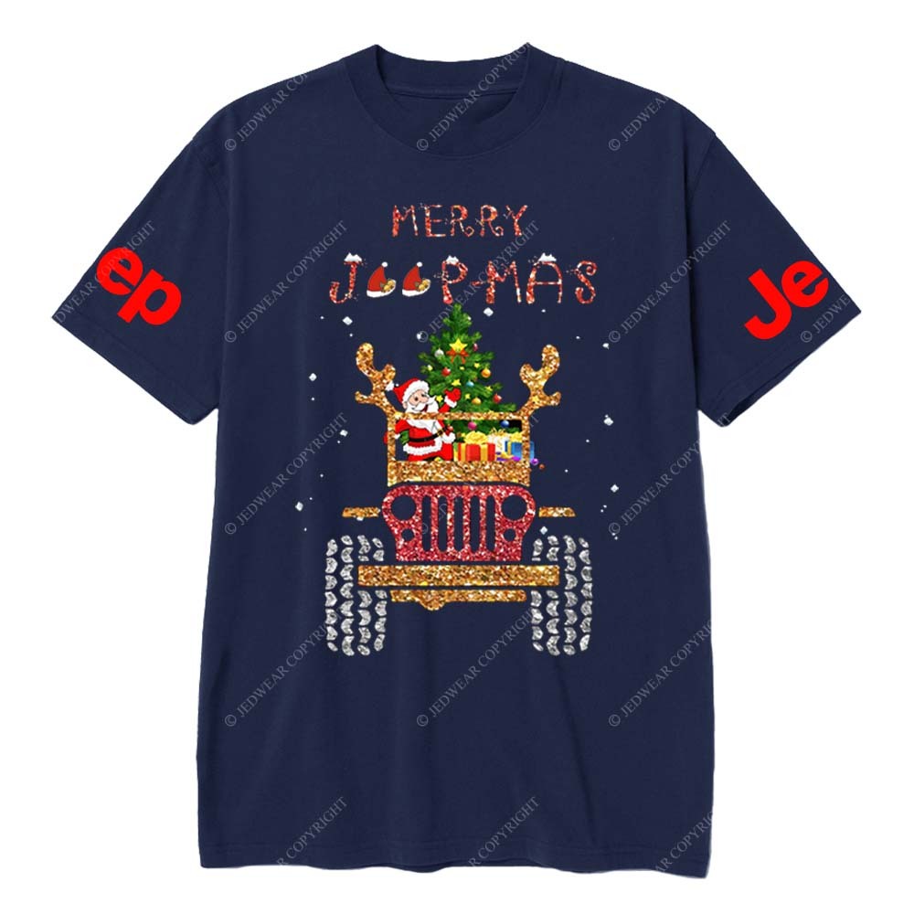 Santa Claus Drives A Jp Filled With Gifts And Christmas Trees To Spread Joy Jp T-Shirt
