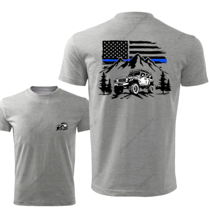 Jp Police Blue Line American Flag Mountains Silhouette Jp T-Shirt