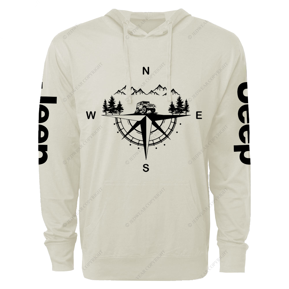 Compass Mountains And Trees Jp Lightweight Hoodie