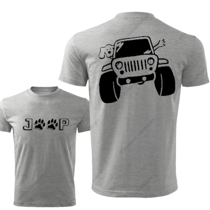 Dog And His Owner Waving From Car Jp T-Shirt