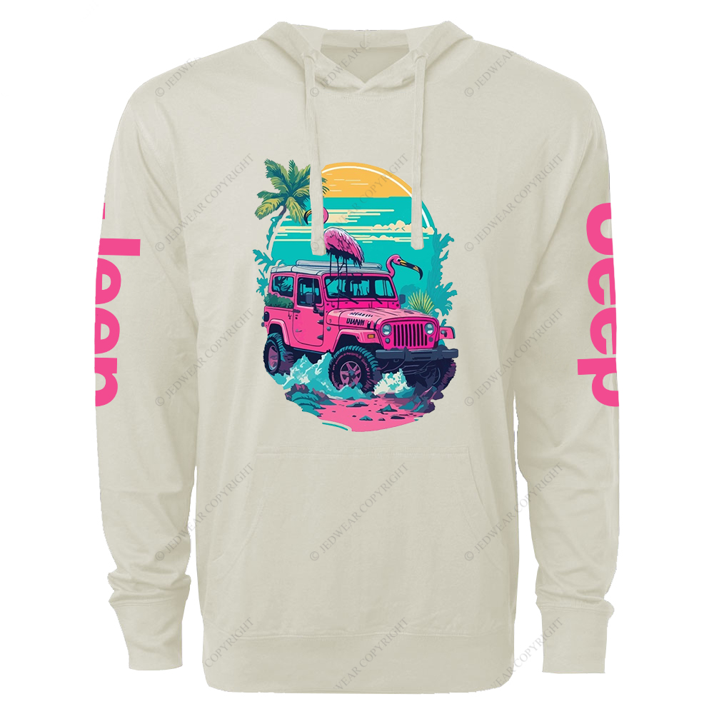 Pink Off-Road And Pink Swan Flamingo On The Seashore Jp Lightweight Hoodie