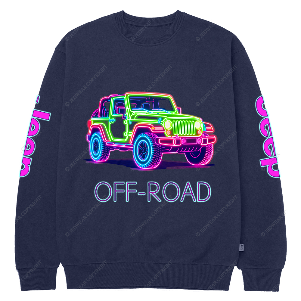 Colorful Neon Lines Off-Road Car Jp Crew Neck Sweatshirt