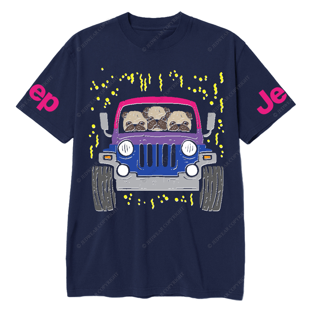 Three Shar Pei Dogs Driving A Car Jp T-Shirt 