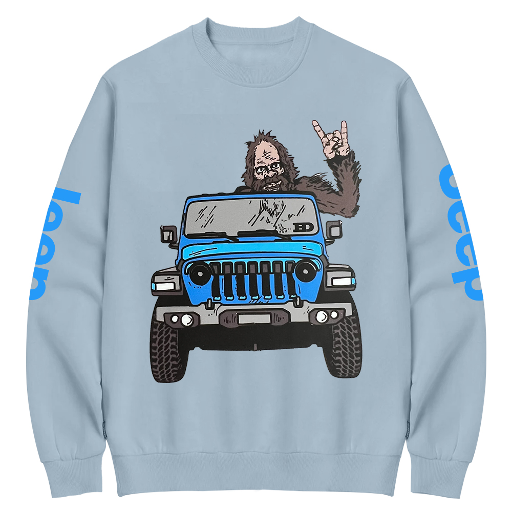 Sasquatch Driving A Car Jp Crew Neck Sweatshirt