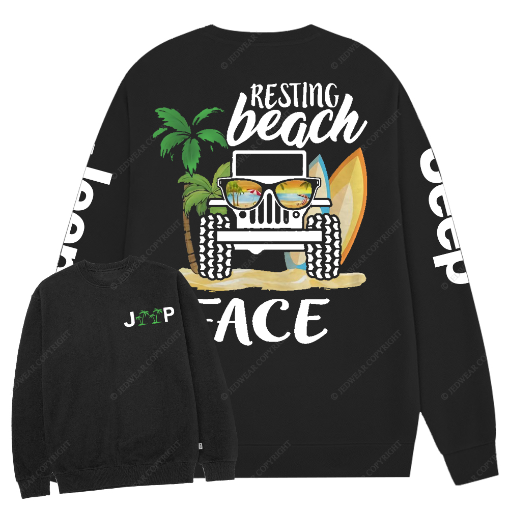 Resting Beach Face Surf Jp Crew Neck Sweatshirt