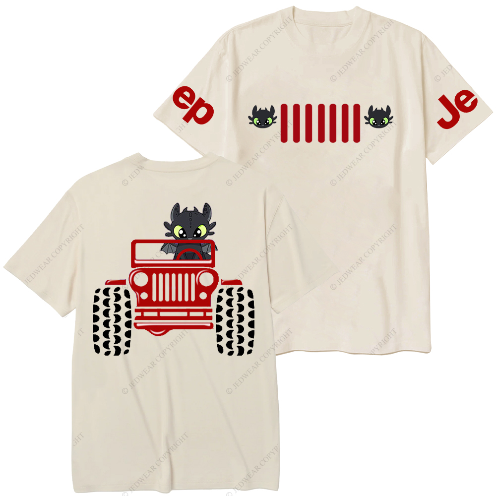 A Little Bat Is Driving A Car Front And Back Design Jp T-Shirt 