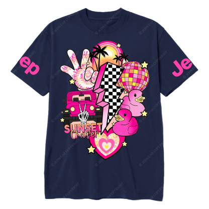 Pink off-Roading Vehicle Sunset Chaser Rubber Duck Jp T-Shirt