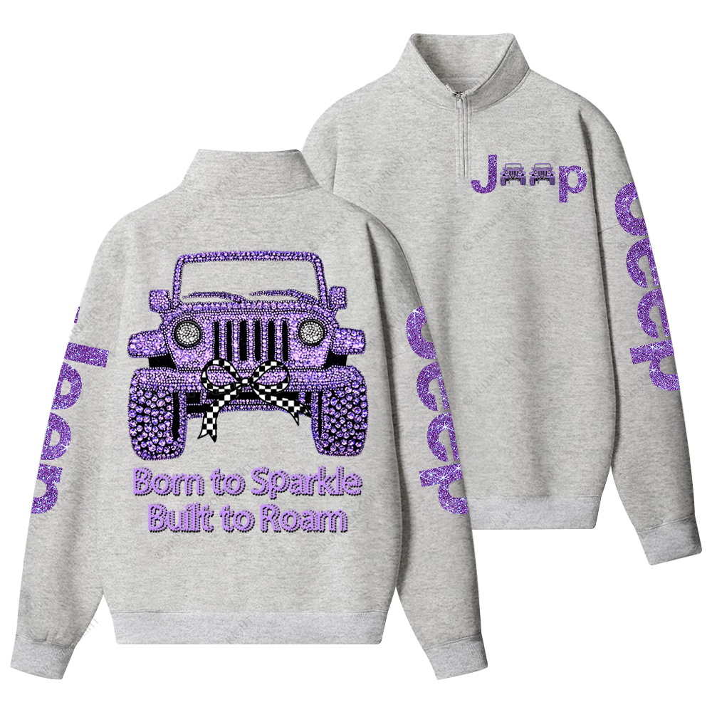Girl Purple Car Bling Bling Jp Half-Zip Jacket Sweatshirt