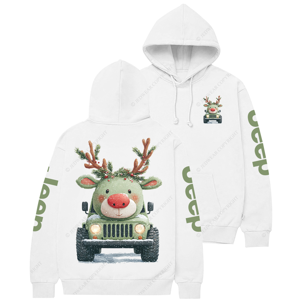 Cute Off-road Vehicle Transformed Into A Christmas Reindeer Jp Casual Hoodie