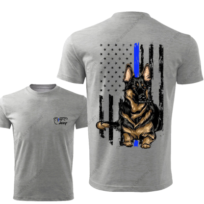 American Flag Police Cordon Gun The Blue Line Police Dog Jp T-Shirt