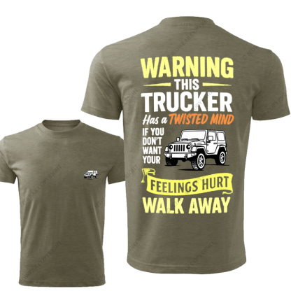 Warning Twisted Mind Trucker Apparel Funny Quote T-Shirt Jp T-Shirt