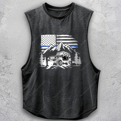 Jp Police Blue Line American Flag Mountains Silhouette Jp - Men Tank