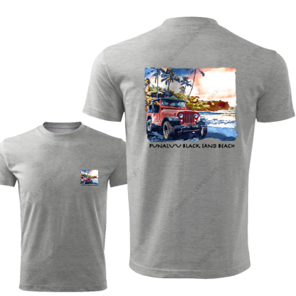 Black Sand Beach Coconut Tree JP T-Shirt