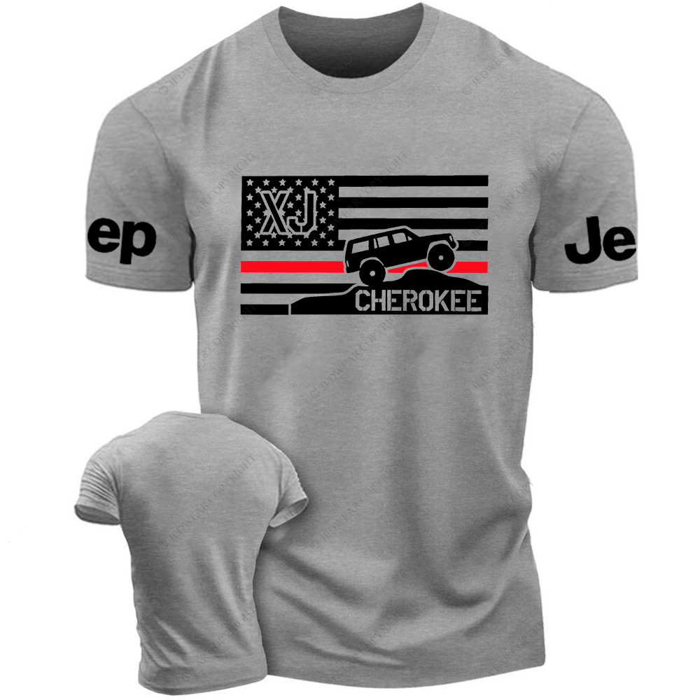 Cherokee XJ Firefighter Red Line American Flag Silhouette Jp T-Shirt