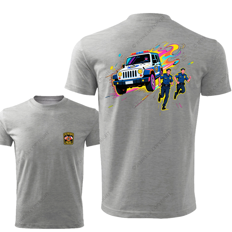 Police Car And Running Policeman JP T-Shirt