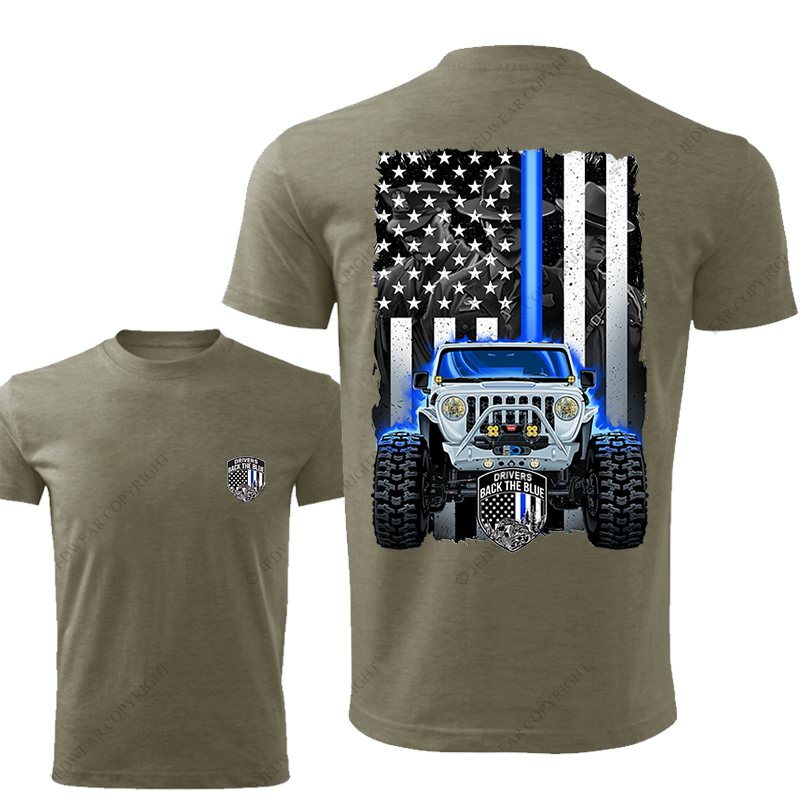 Drivers Back The Blue American Flag Policeman Police Car Badge Jp T-Shirt