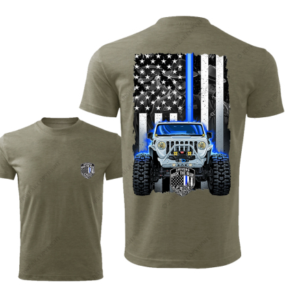 Drivers Back The Blue American Flag Policeman Police Car Badge Jp T-Shirt
