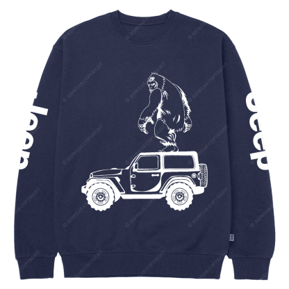 Bigfoot Chasing Car Jp Crew Neck Sweatshirt