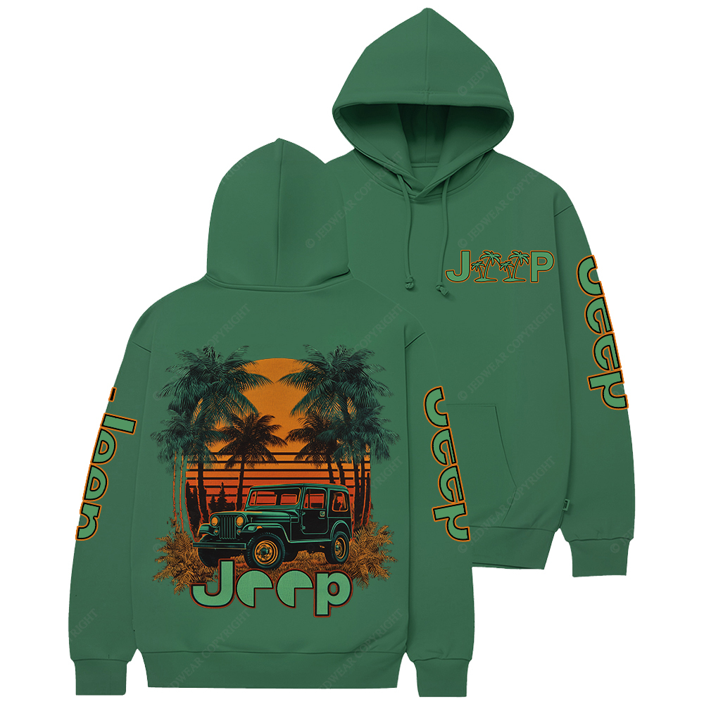 Palm Tree Off-Road Beach Sunset Jp Casual Hoodie
