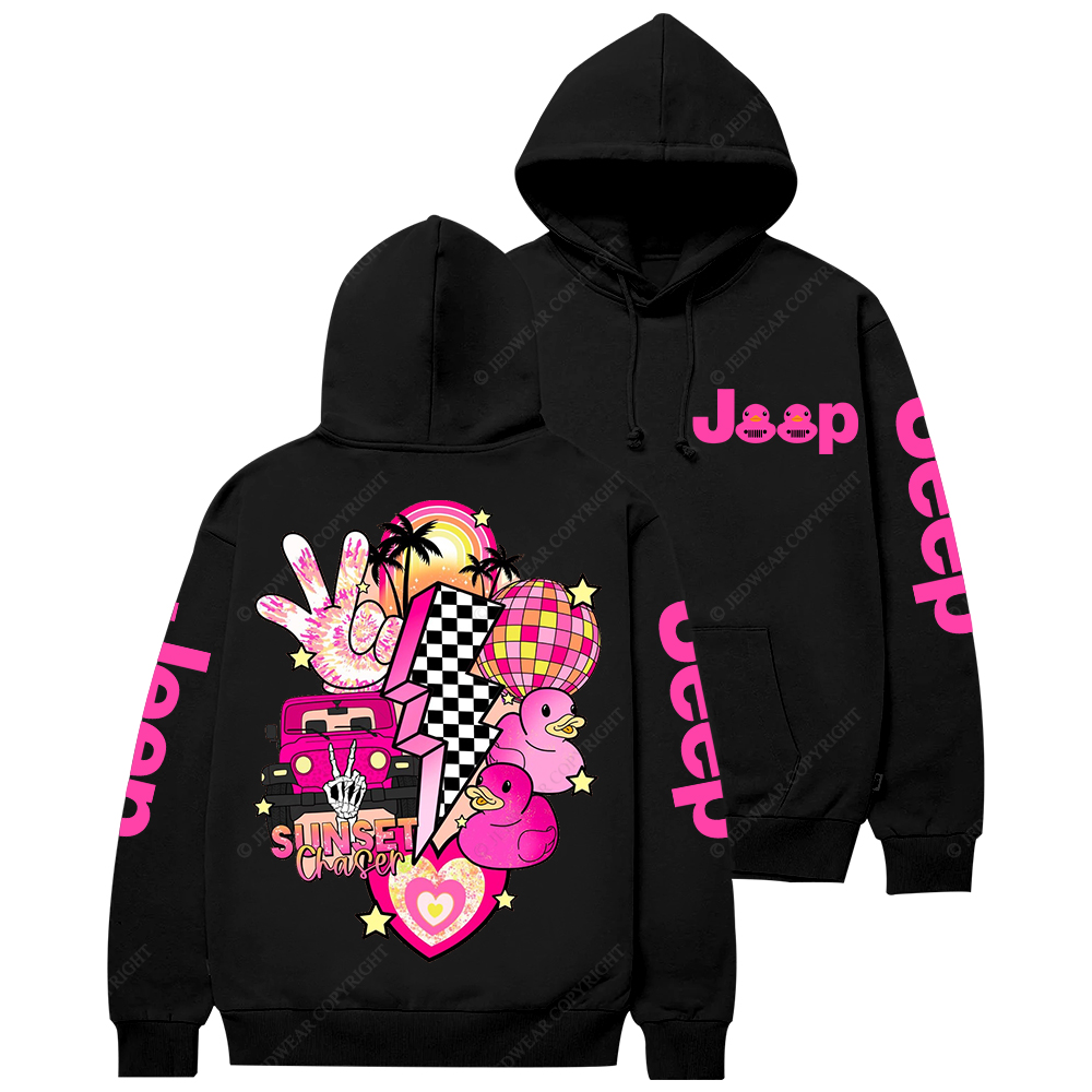 Pink off-Roading Vehicle Sunset Chaser Rubber Duck Jp Casual Hoodie