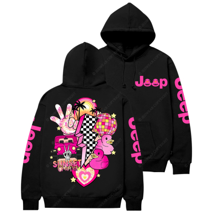 Pink off-Roading Vehicle Sunset Chaser Rubber Duck Jp Casual Hoodie