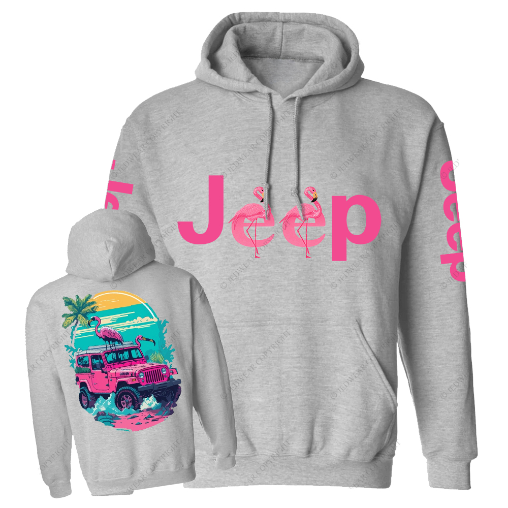 Pink Off-Road And Pink Swan Flamingo On The Seashore Jp Casual Hoodie