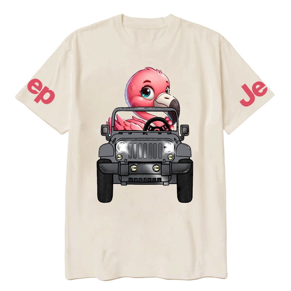 Flamingo Driving Car vJp T-Shirt