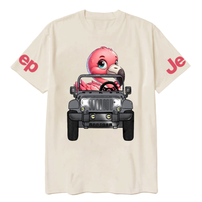 Flamingo Driving Car vJp T-Shirt