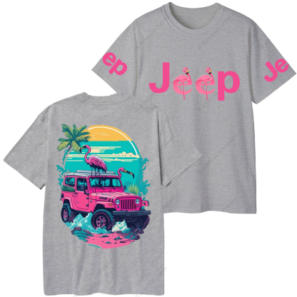 Pink Off-Road And Pink Swan Flamingo On The Seashore Jp T-Shirt