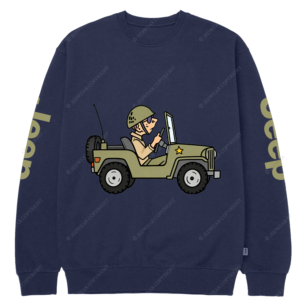 Cartoon Funny Willys Jp Crew Neck Sweatshirt