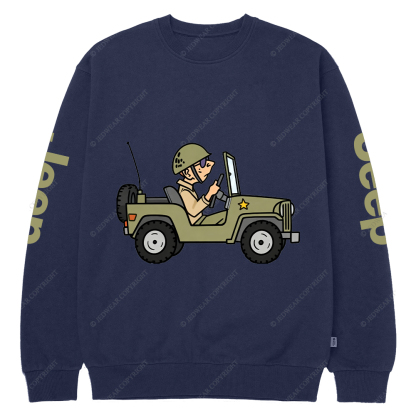 Cartoon Funny Willys Jp Crew Neck Sweatshirt