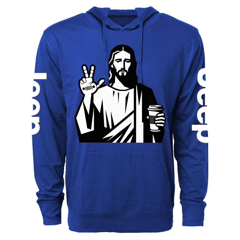 Funny Jesus Christ who Loves Coffee and Jp Wave Oversized Lightweight Hoodie