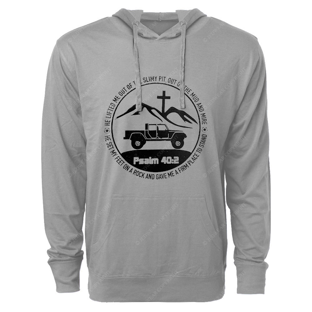 Religion The Lifted Me Out Of The Slimy Pit Psalm 40:2 Jp Oversized Lightweight Hoodie