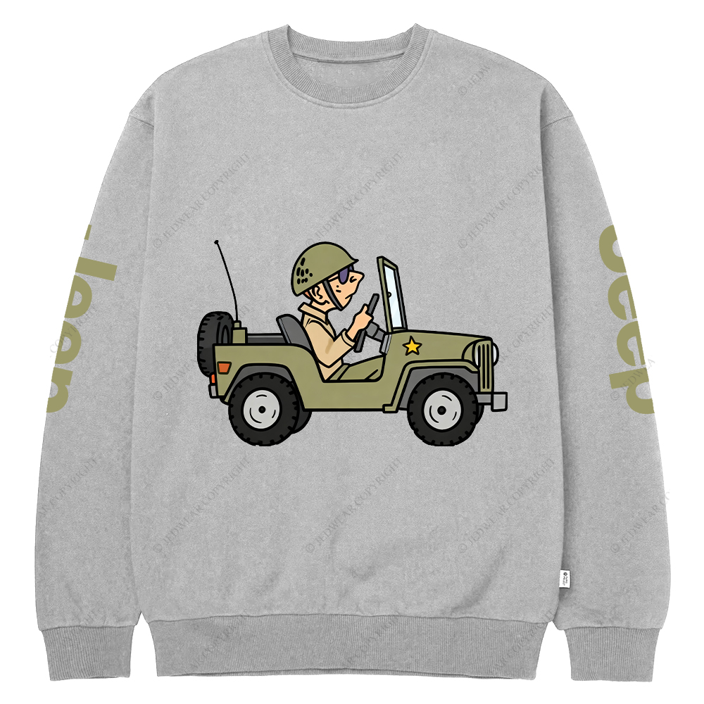 Cartoon Funny Willys Jp Crew Neck Sweatshirt