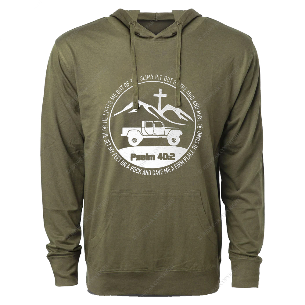 Religion The Lifted Me Out Of The Slimy Pit Psalm 40:2 Jp Oversized Lightweight Hoodie