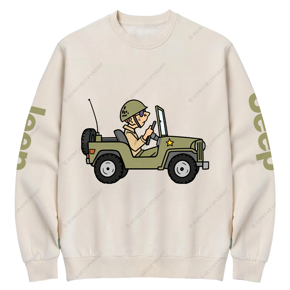 Cartoon Funny Willys Jp Crew Neck Sweatshirt