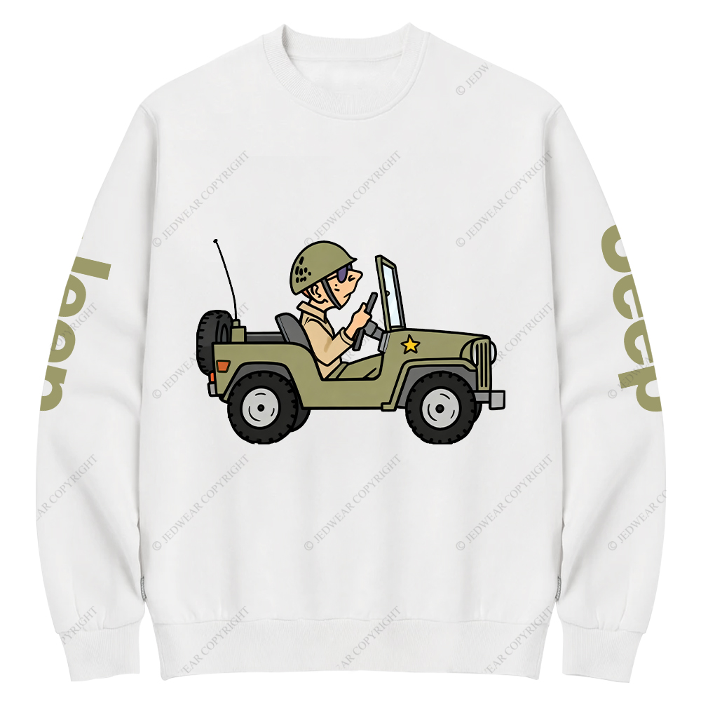 Cartoon Funny Willys Jp Crew Neck Sweatshirt
