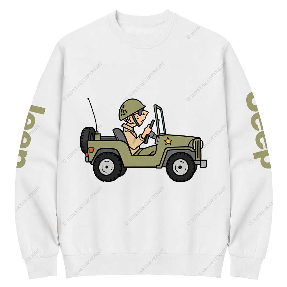 Cartoon Funny Willys Jp Crew Neck Sweatshirt