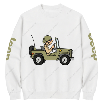 Cartoon Funny Willys Jp Crew Neck Sweatshirt