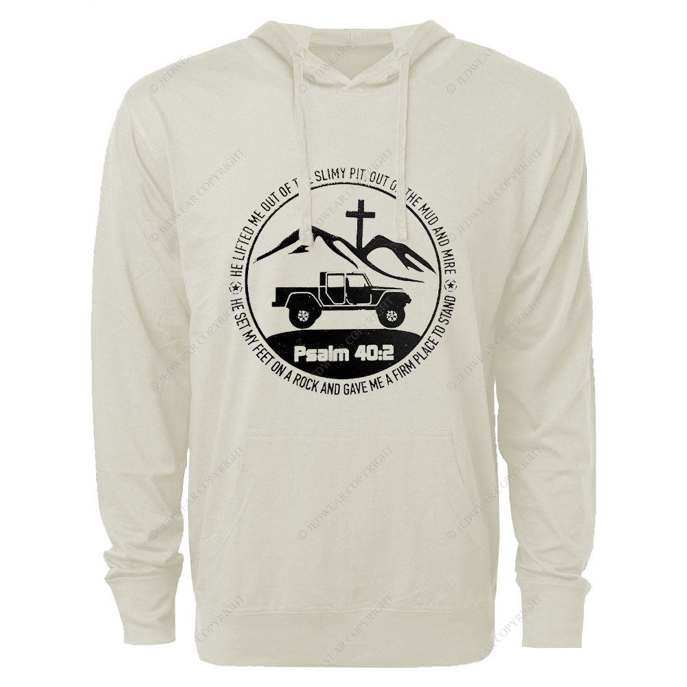 Religion The Lifted Me Out Of The Slimy Pit Psalm 40:2 Jp Oversized Lightweight Hoodie