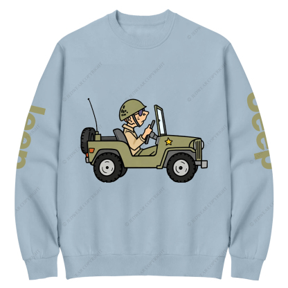 Cartoon Funny Willys Jp Crew Neck Sweatshirt