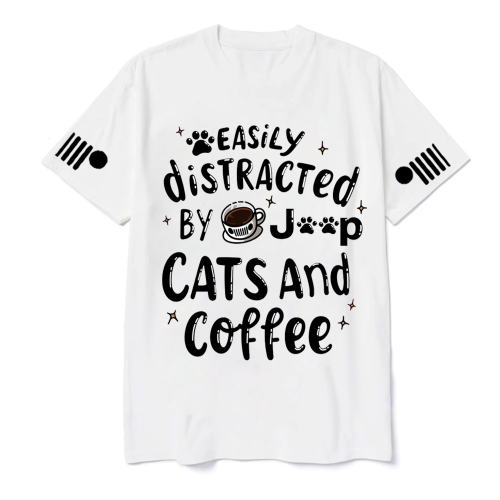 Easily Distracted By Cats coffee and Jp T-Shirt