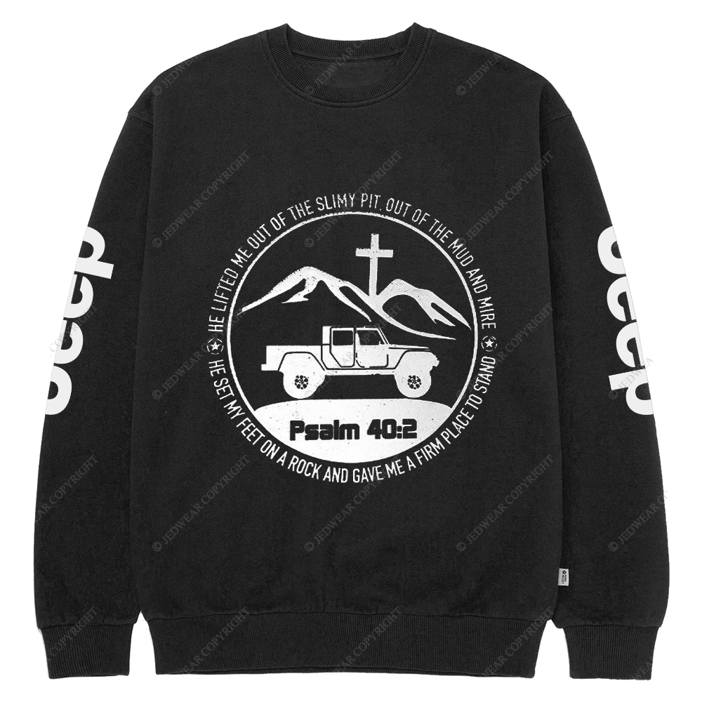 Religion The Lifted Me Out Of The Slimy Pit Psalm 40:2 Jp Crew Neck Sweatshirt