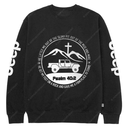 Religion The Lifted Me Out Of The Slimy Pit Psalm 40:2 Jp Crew Neck Sweatshirt