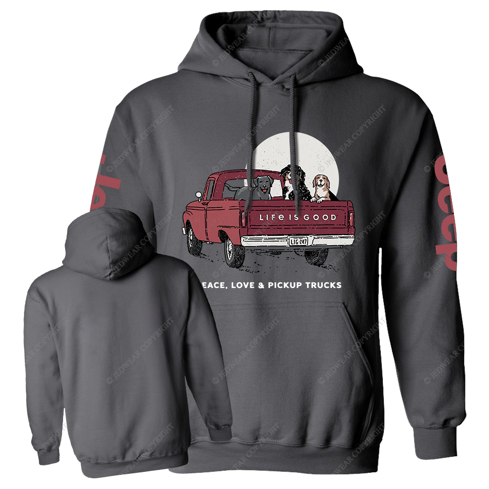 Life Is Good Women's Peace Love Pickup Trucks Jp Casual Hoodie