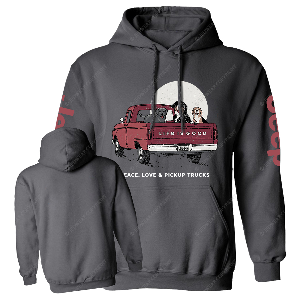 Life Is Good Women's Peace Love Pickup Trucks Jp Casual Hoodie